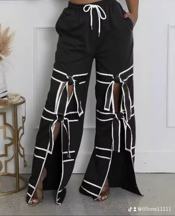 Black bow tie trousers